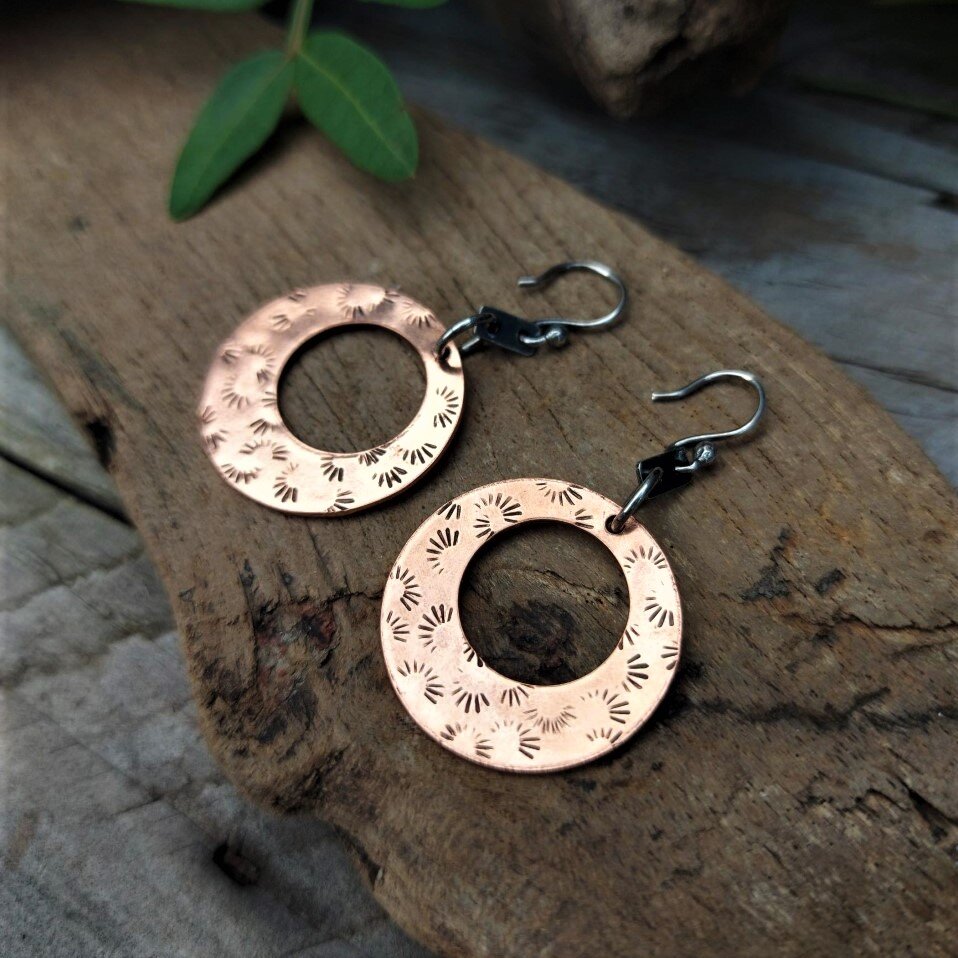 Buy Hammered Rustic Copper Earrings  Hand Forged Pure Copper Online in  India  Etsy