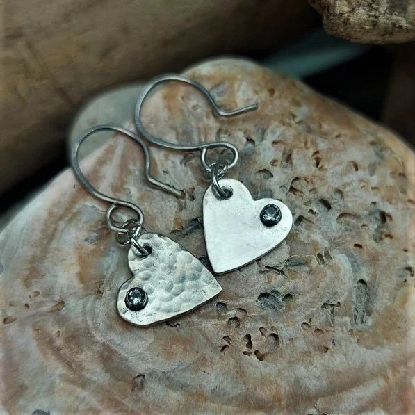 Handmade silver and green amethyst earrings