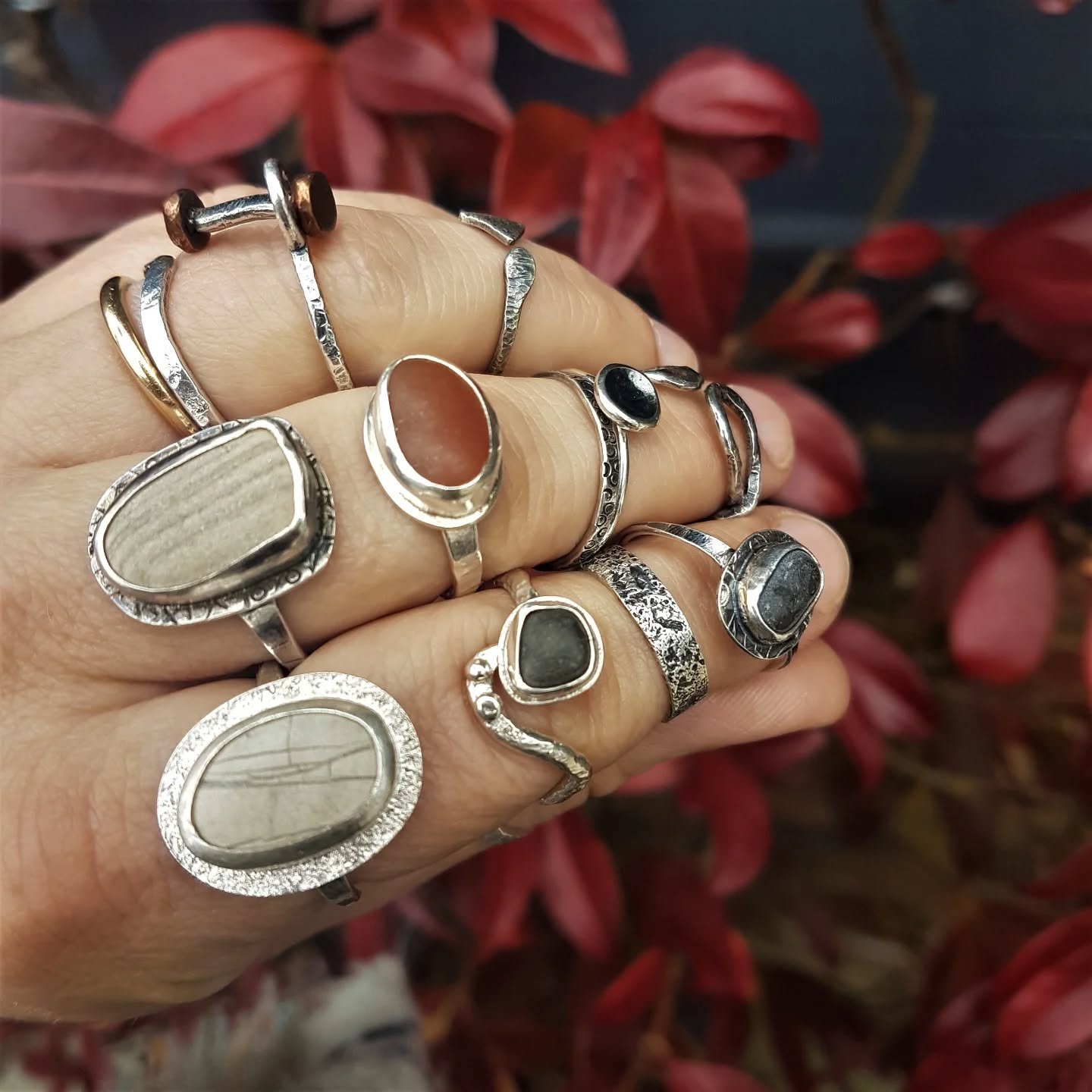 Here are some stones set into rings, all available on my website. I still marvel at the way old stones can have that same WoW factor as gemstones 🙌

Are you more of a traditionalist when it comes to jewellery or do you like to see and wear unique pi