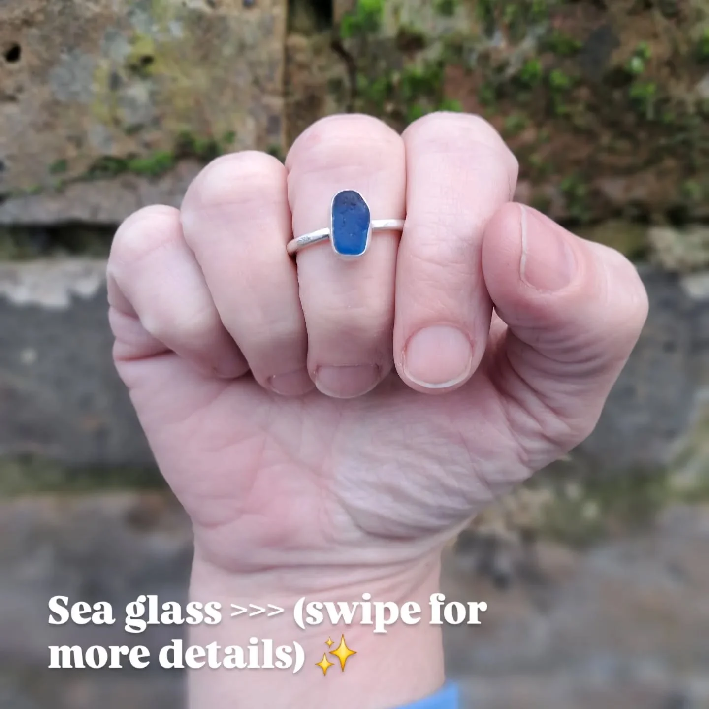 Happy 💙 
 
FINALLY, I finished this blue sea glass ring after some time on the bench. I've been working on some commissions, which I can't yet reveal, so this little nugget was just a bit of in-between fun. It's a size UK R and looks fabulous on any