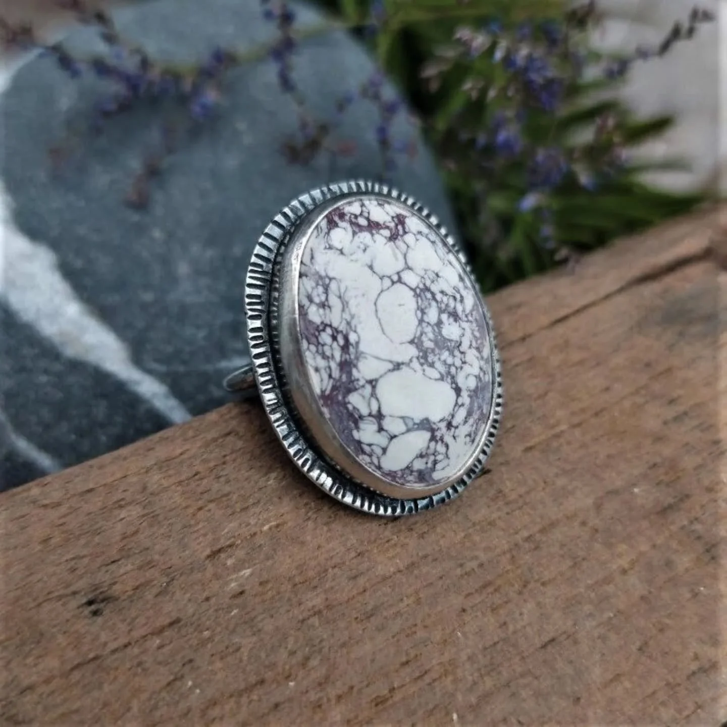I'm so happy with all the latest purchases from my website 😍  Thank you 🙏🫶

Thought I'd showcase a piece left on my website - this magnesite ring with its chalky white colour and interesting dark webbing. It is such a beautiful stone 🫶 Available 