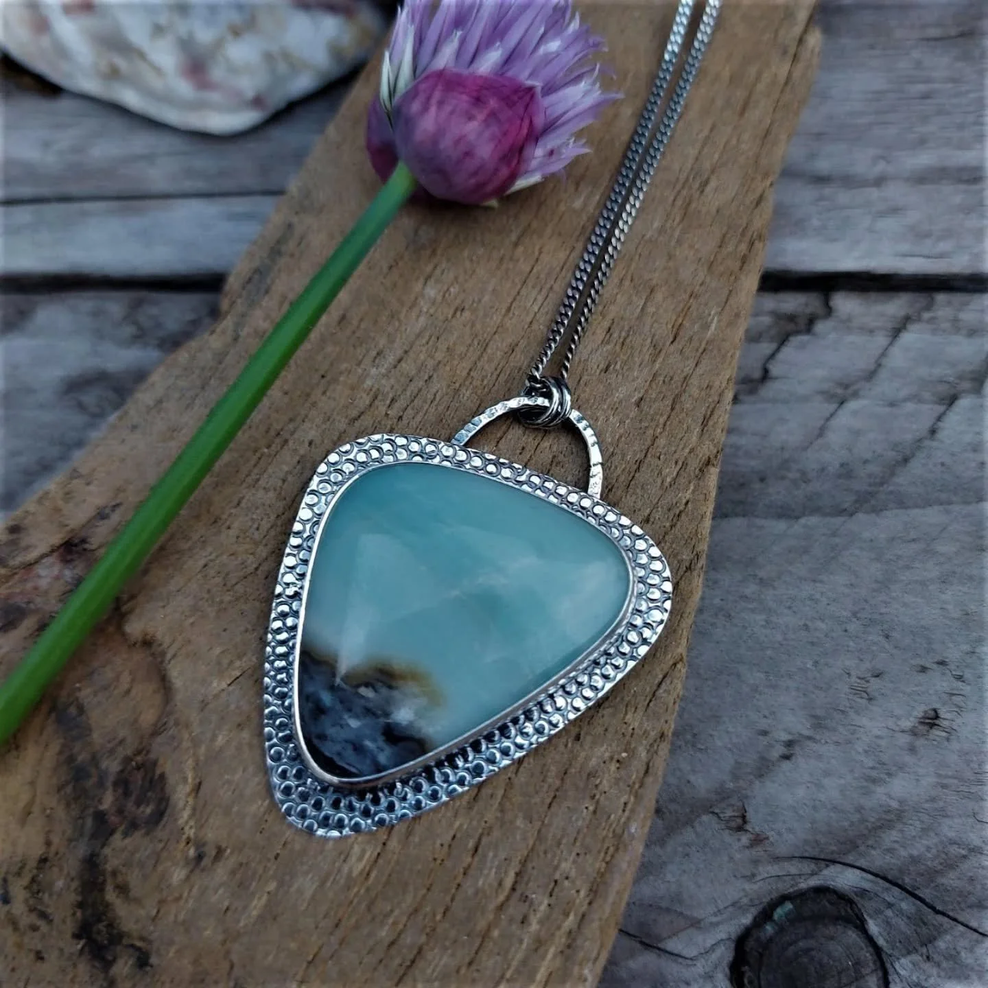 Happy bank holiday Monday ❤️

This one sold a while back but it is still one of my favourites. A beautiful freeform Chinese amazonite set in a handstamped, handmade silver setting. 

All of my pieces are one-of-a-kind. Check out what's new at www.ilo