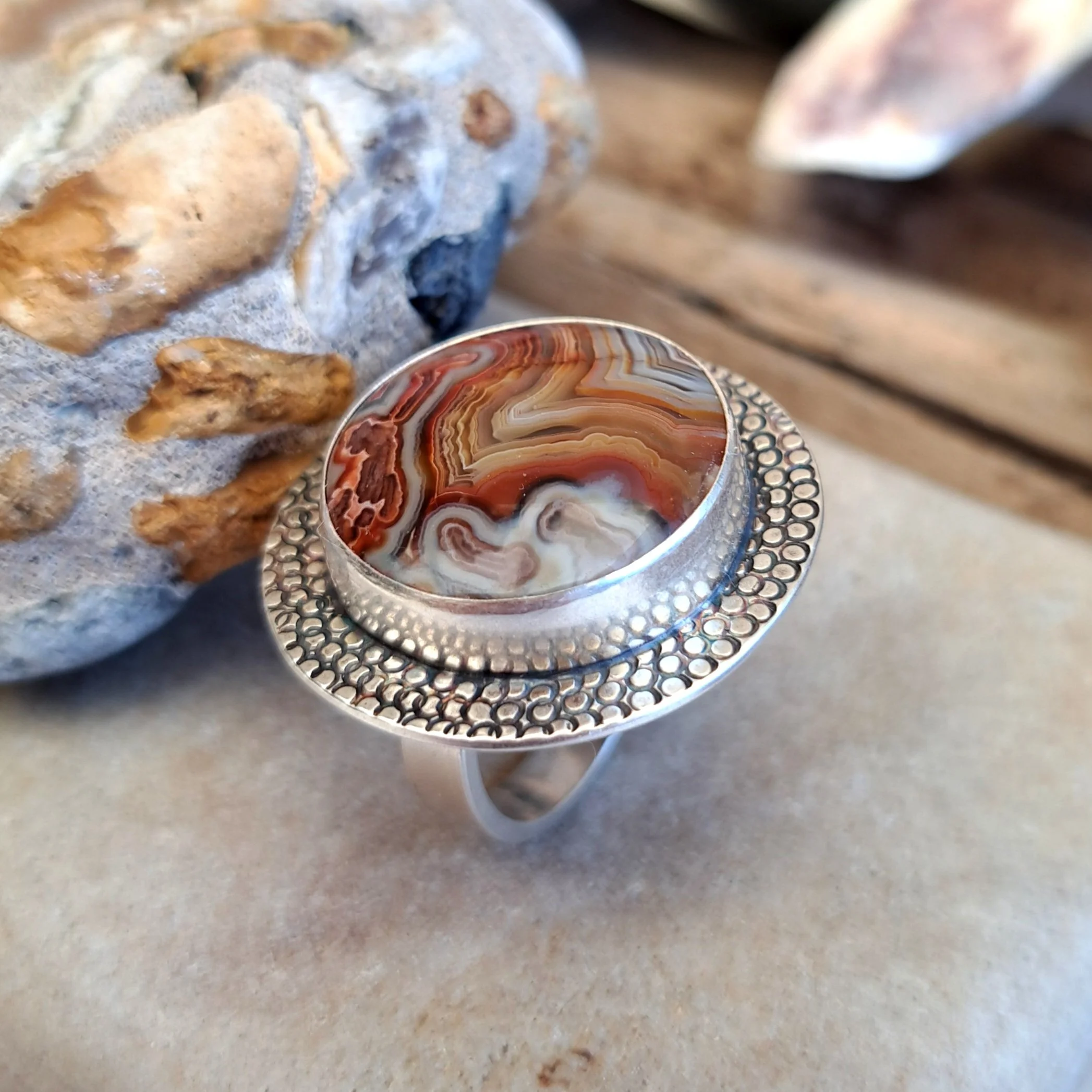 Laguna lace agate ring