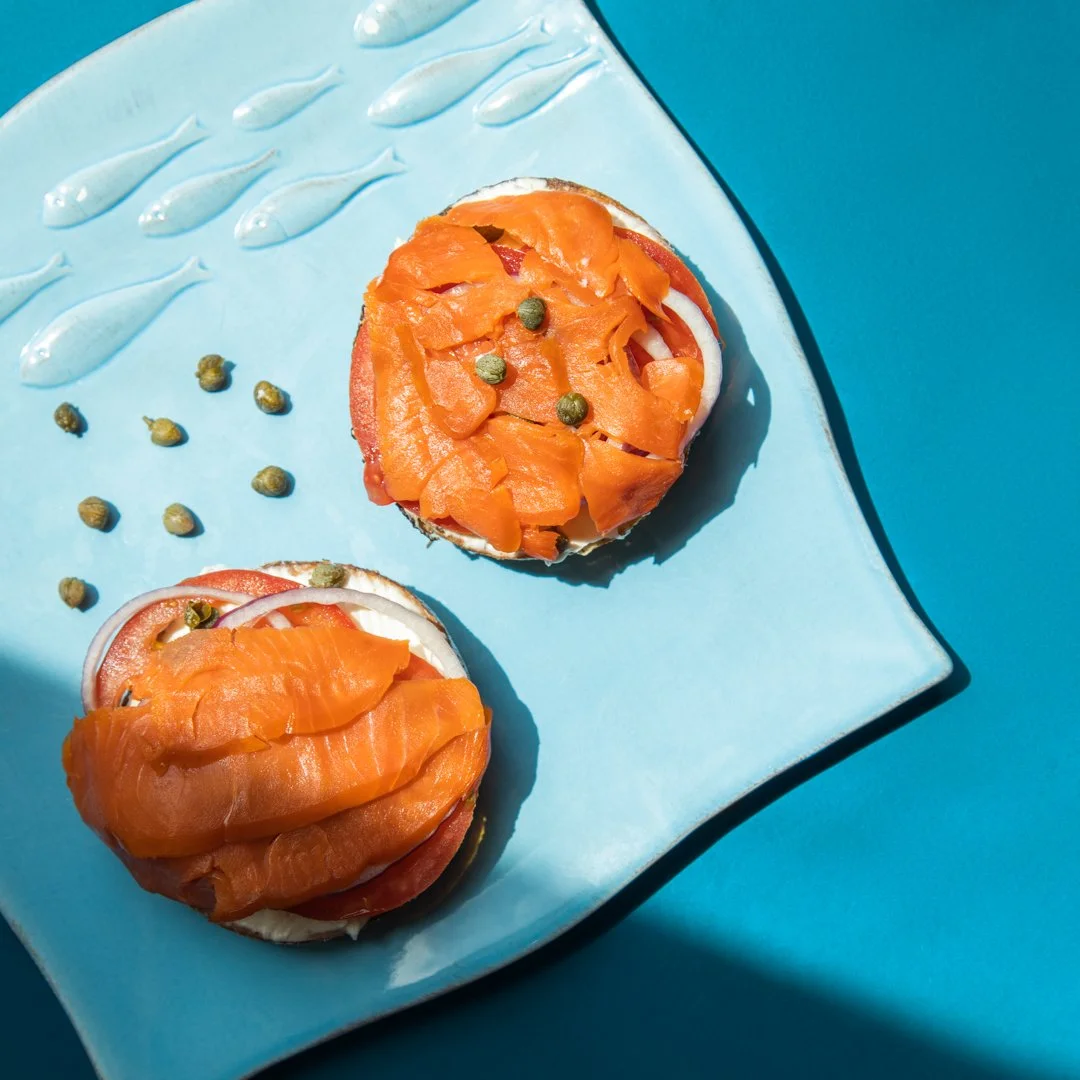 Bagels with smoked salmon from Spielman Bagels