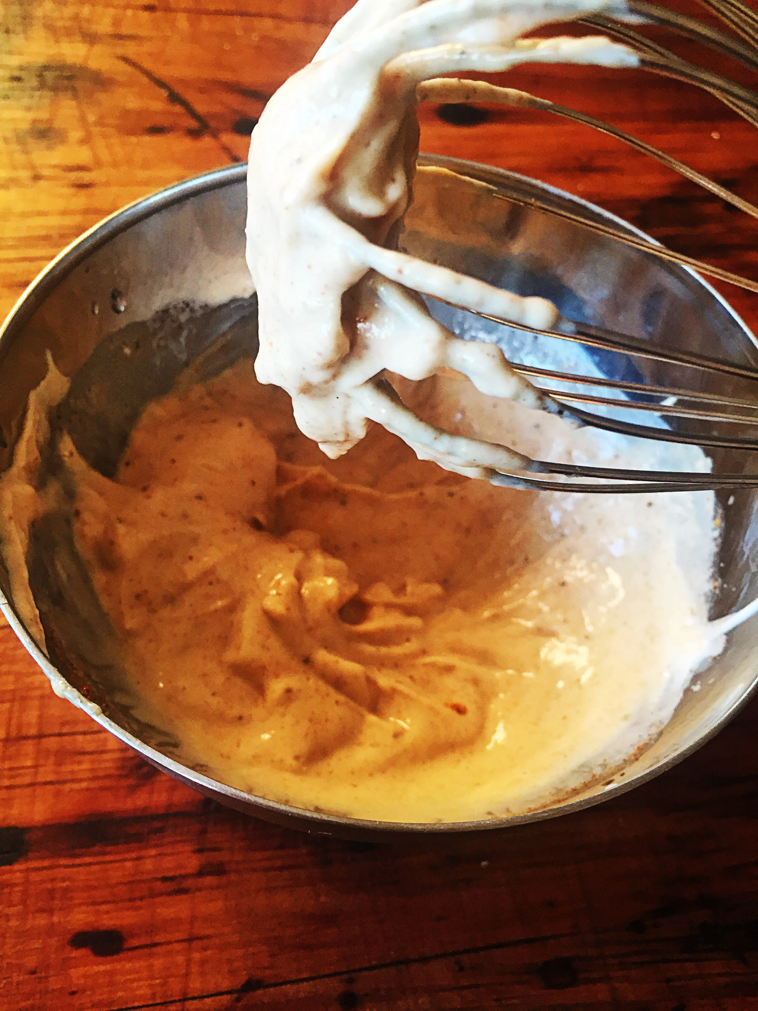 While the fritters are cooking, mix together all the ingredients for the aioli, set aside for dipping.