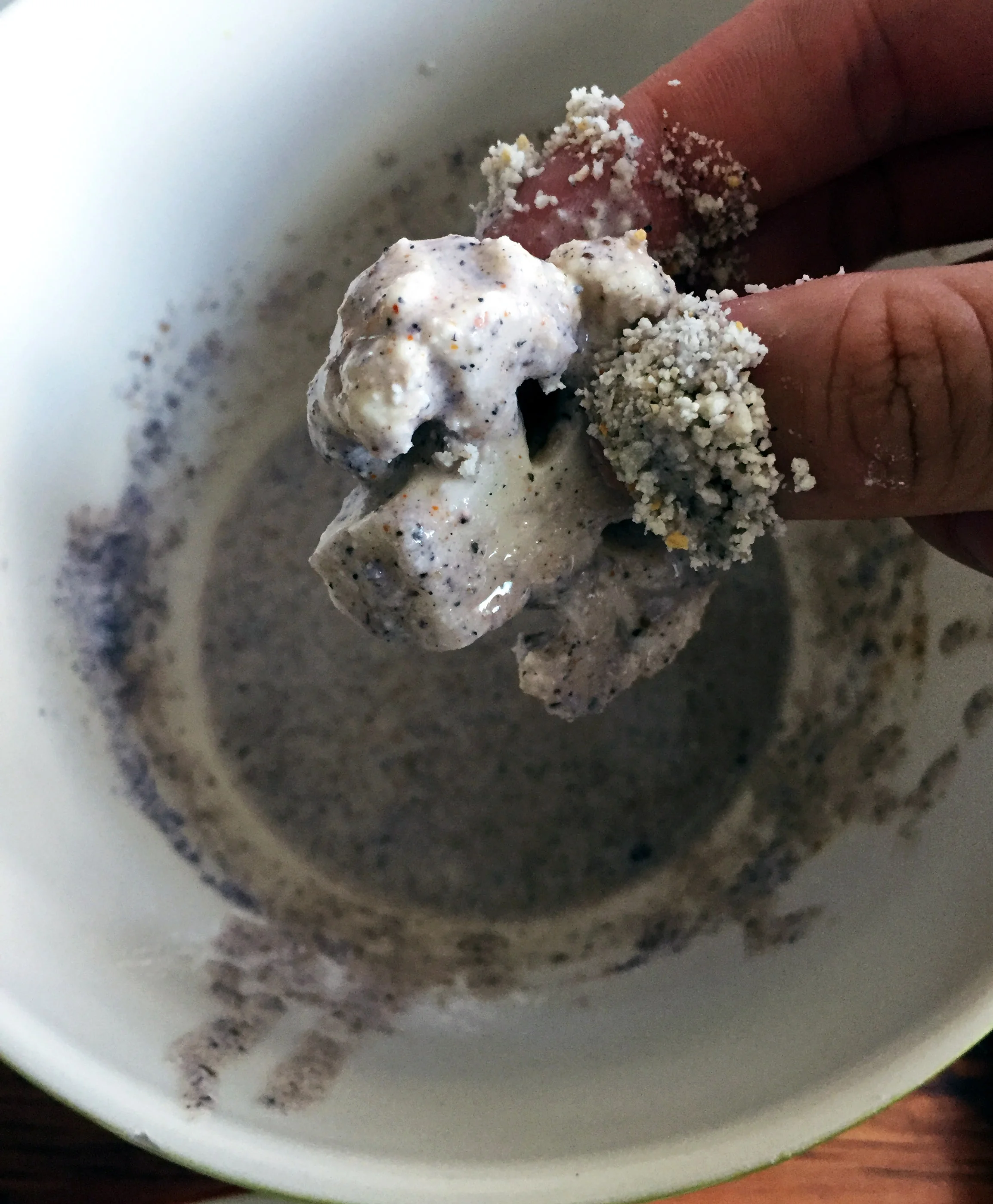 4. Dip the wings into the wash. Dip and shake off excess. Do not leave in the wash for more than 1-2 seconds