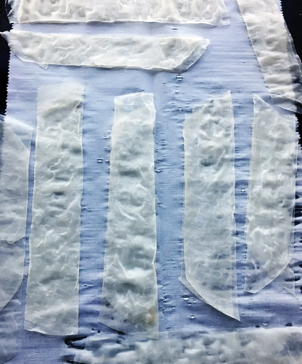 4. Place rice paper on medium pan until its filled up. Do two baking sessions or use two pans if it doesn't all fit.