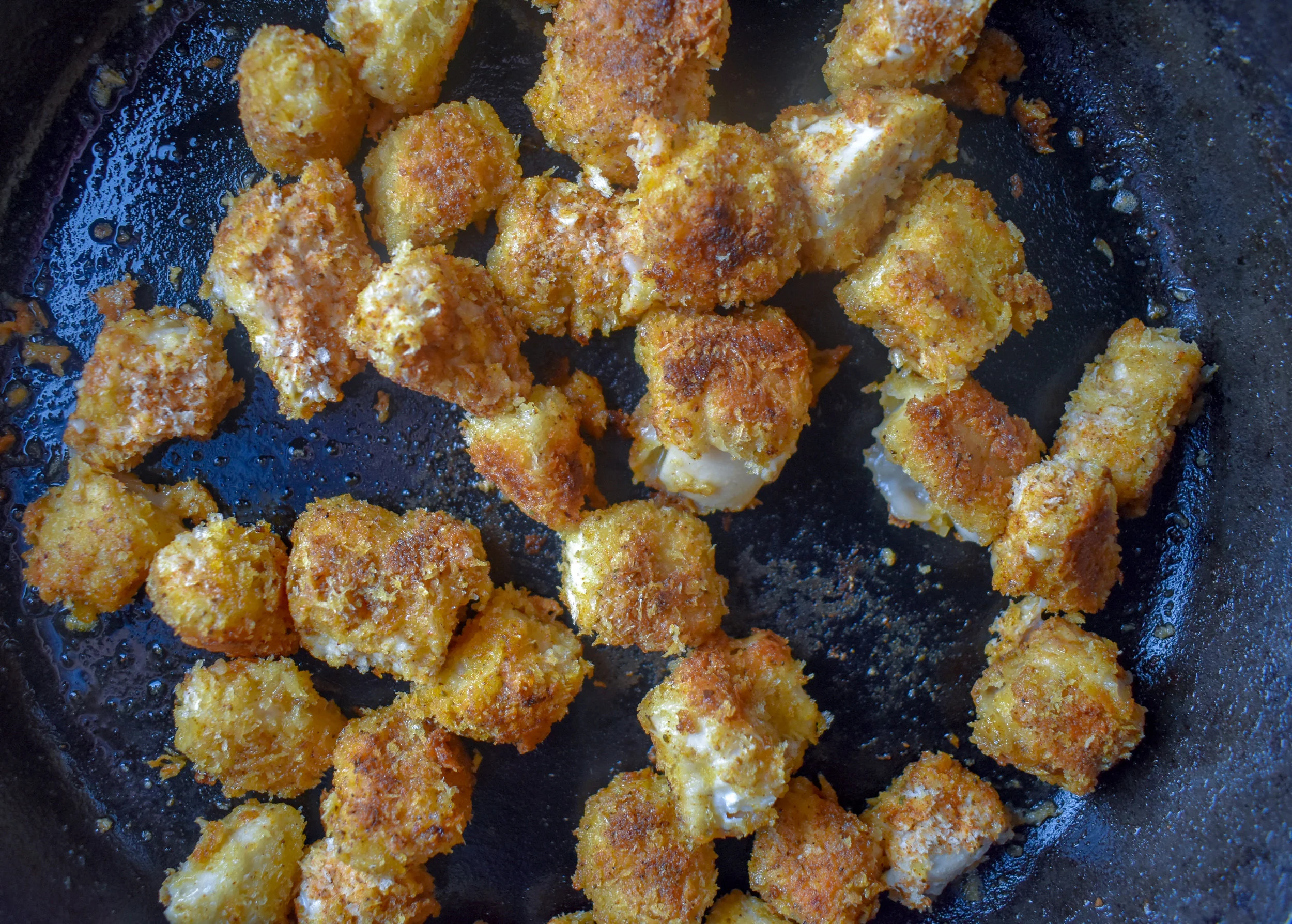 7. Add 2-3 tbl of vegan butter to a large frying pan over medium heat. Once it starts to bubble, add the mushrooms and cook on each side 3-4 minutes.