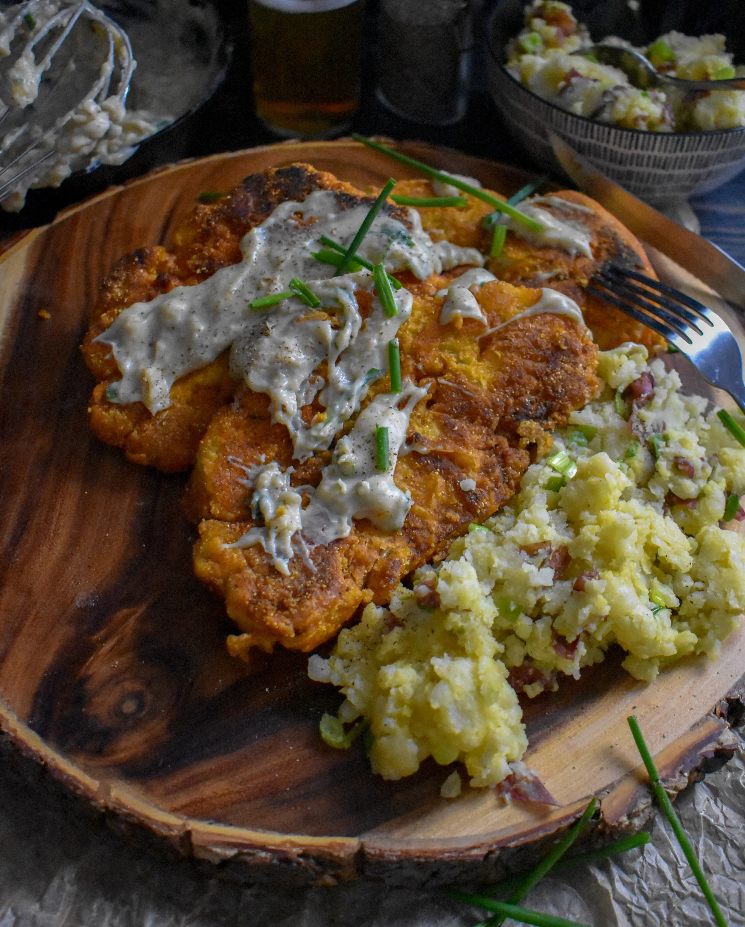 No Way Vegan Chicken Fried Cauliflower Steak W White Savory Gravy The Vegan Caveman