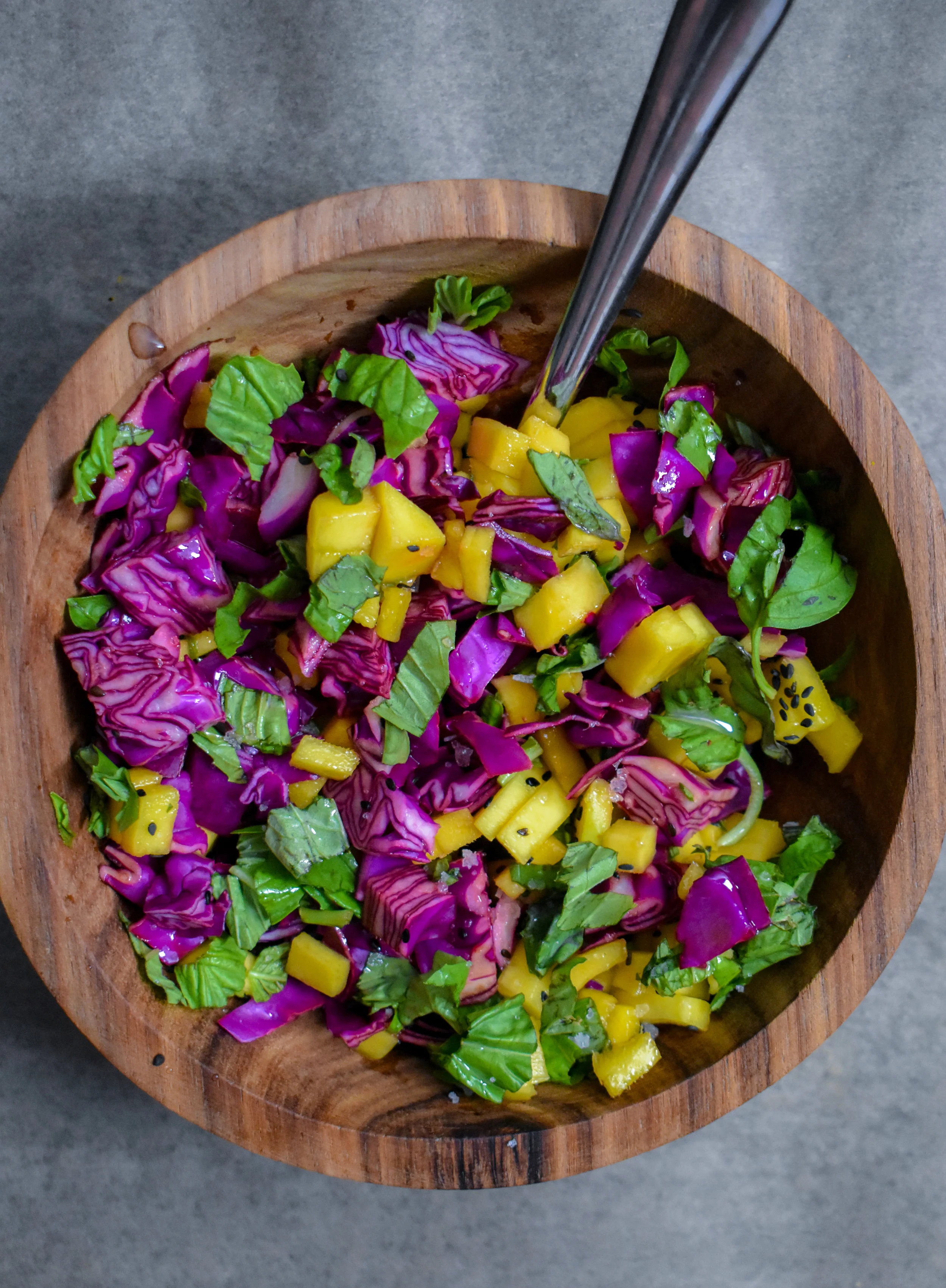 3. Additionally, while the sweet potato + quinoa cook/cool down. Chop + mix together your slaw. Mix together all ingredients.