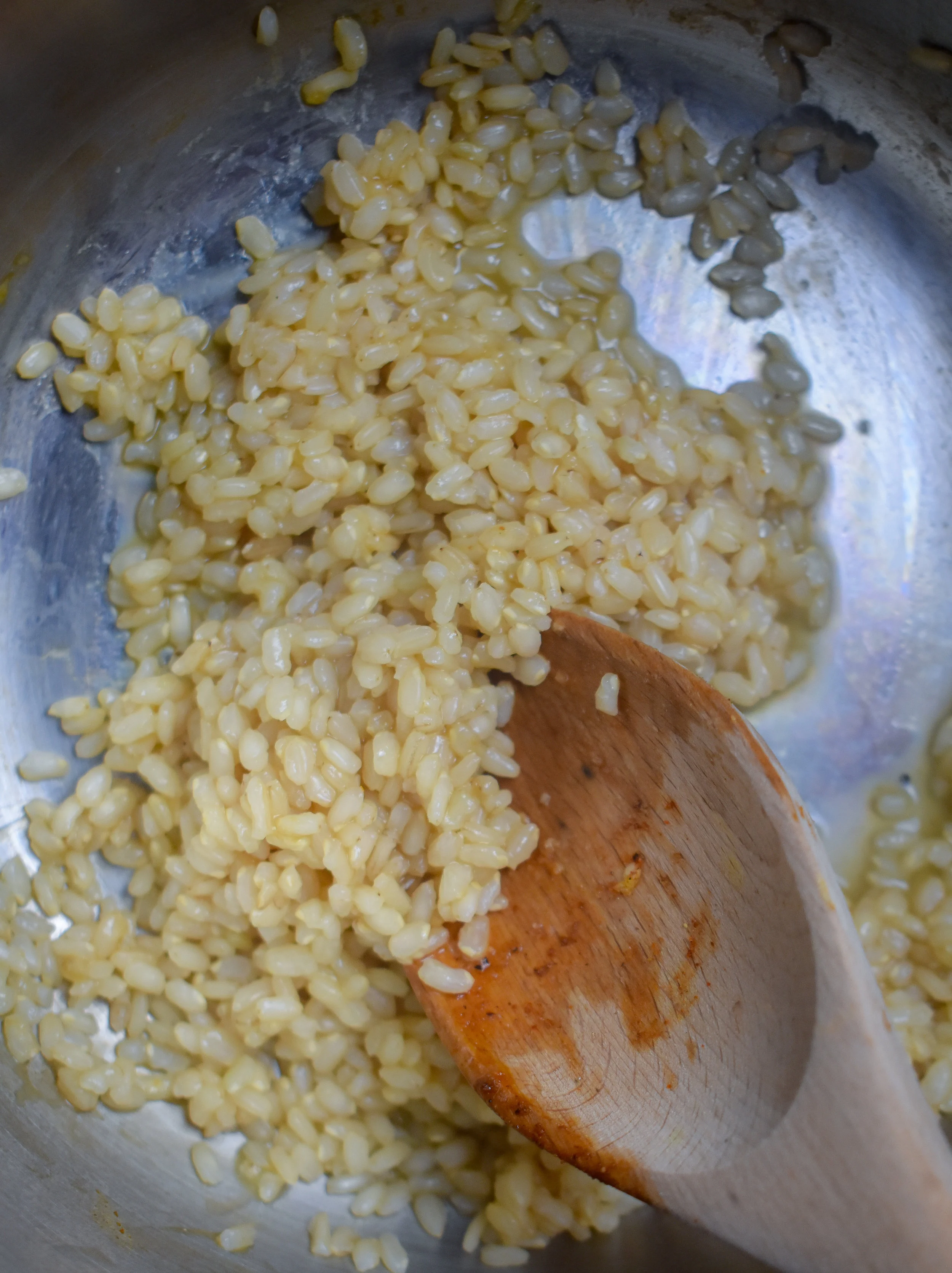 1. After rice is brought to a boil, reduce to low simmer, cover, and let sit for 25-30 minutes. I want it to be a bit chewy still.