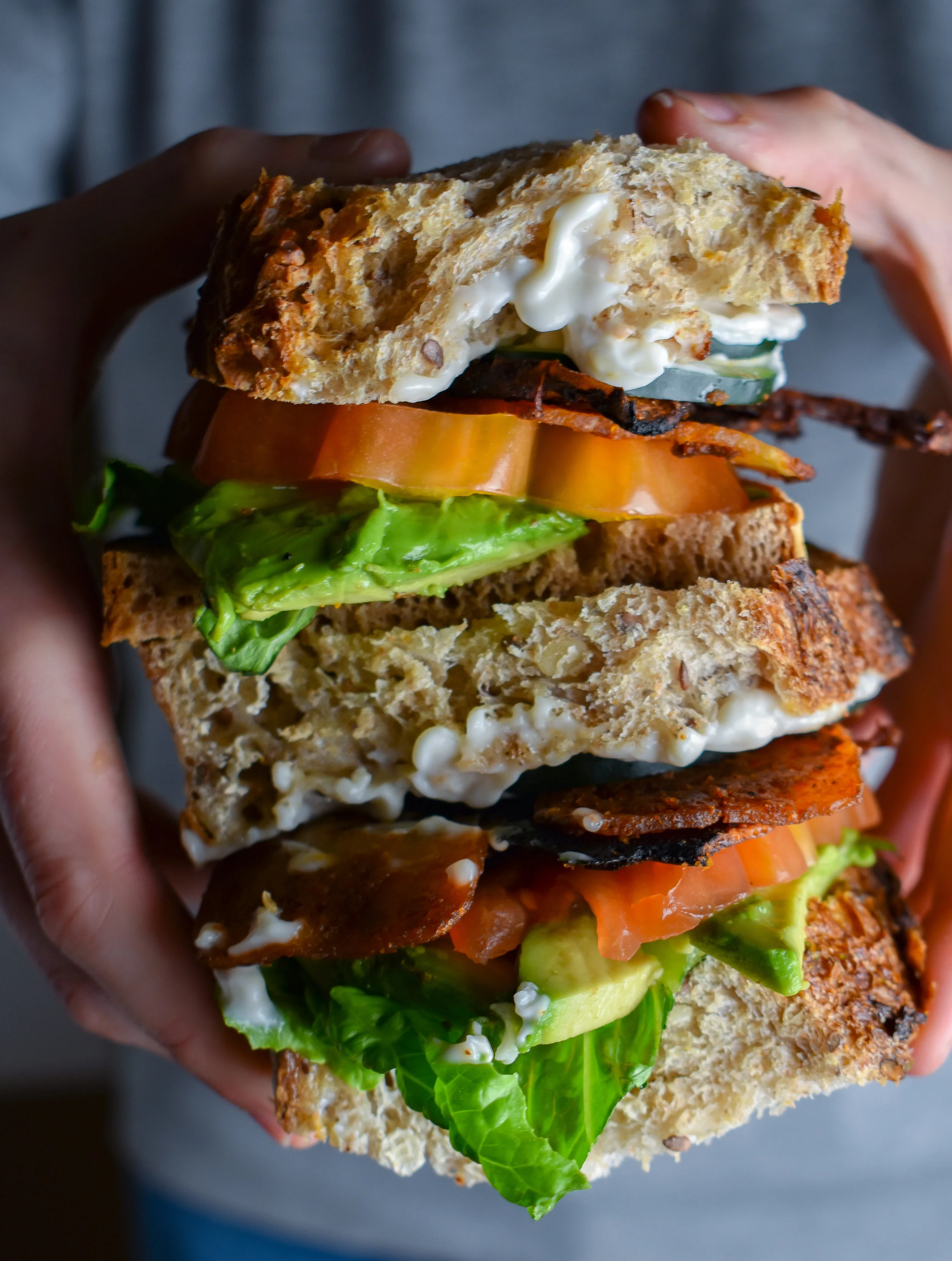Vegan Classic BLT w/ Potato Bacon, Dairyfree Mayo, and Avocado