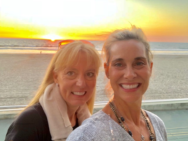 Sunset with my beautiful angel haired friend Elise. Not a cloud in the sky this evening. x