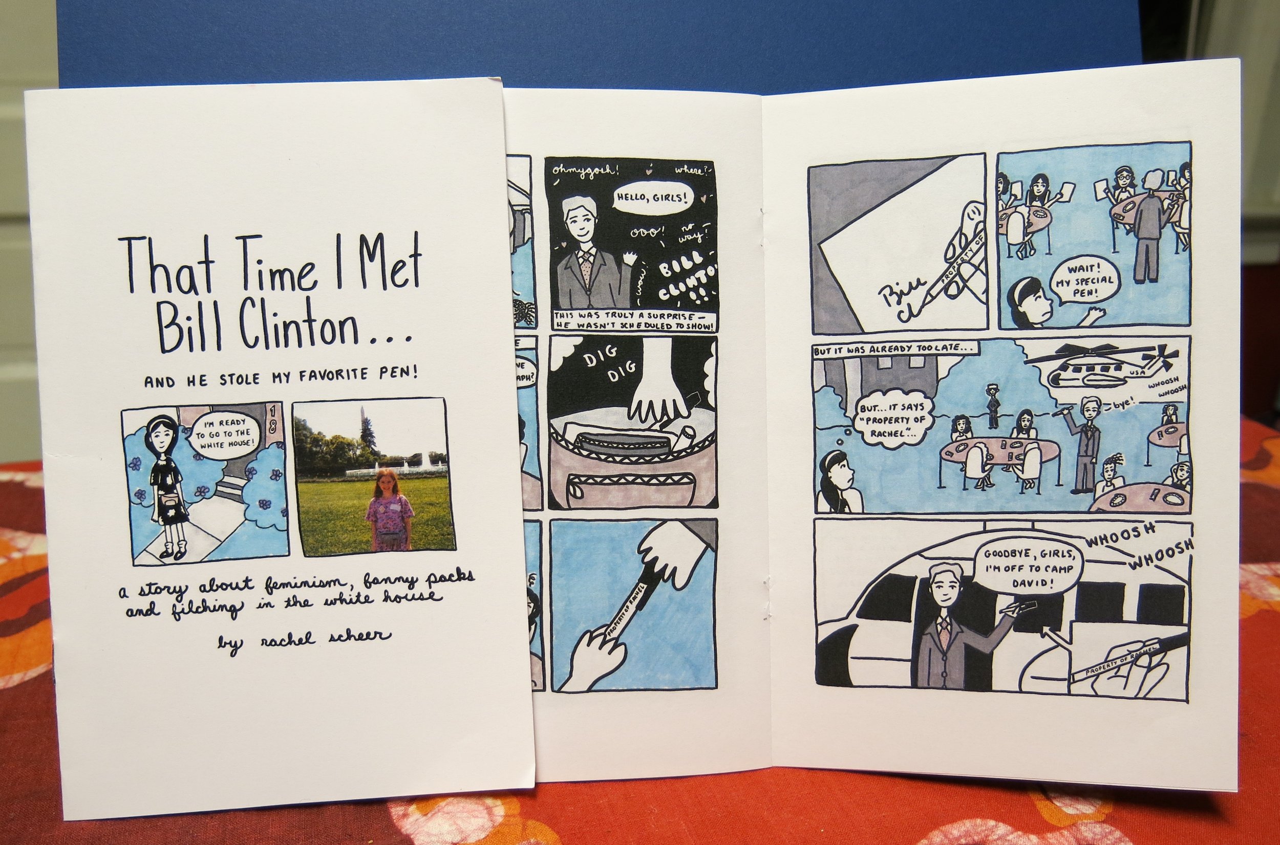 Using her own autobiographical experiences with the event, Rachel examines the short-lived phenomenon that was “Take Our Daughters to Work Day” in the early 1990s. (The event has since been re-branded as “Take Our Daughters and Sons to Work Day”.) Color, 12 pages, 5.5 x 8.5, card stock cover Purchase