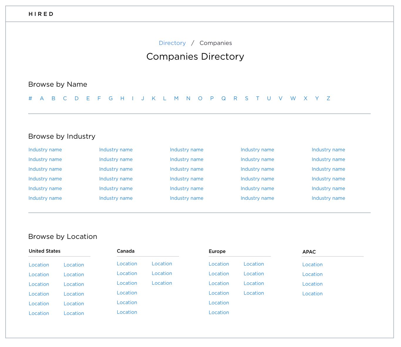 Top-level companies directory
