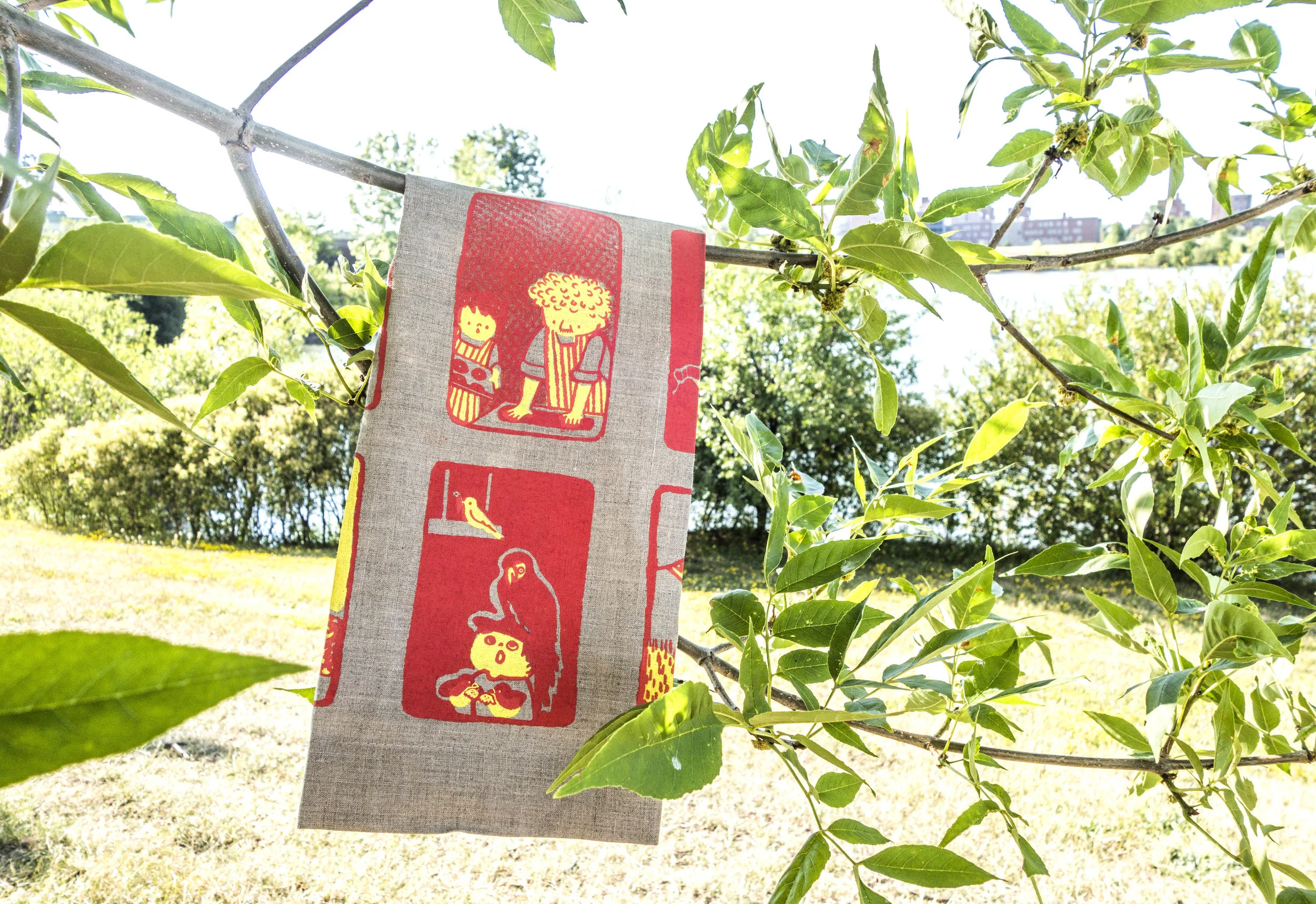 Apartment Tea Towels Hanging on the Branch