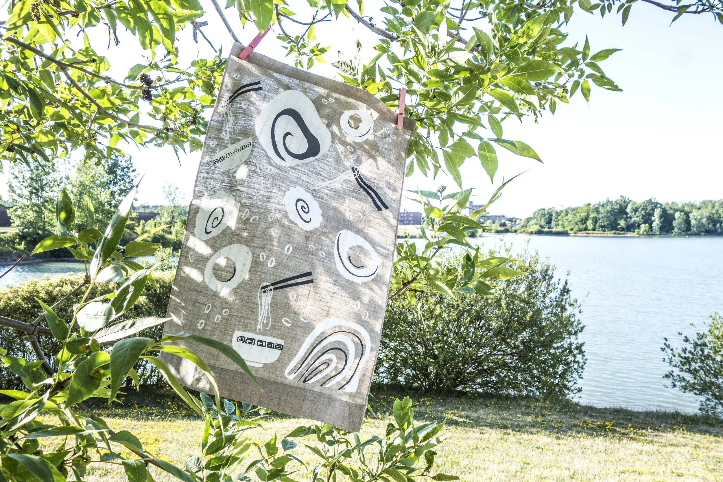 Ramen Lover Tea Towel Hanging on the Branch
