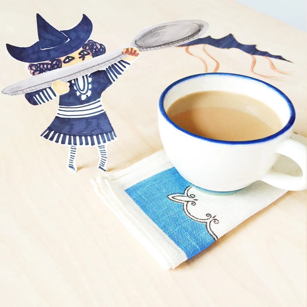 Tea Witch takes a sip of milk tea.