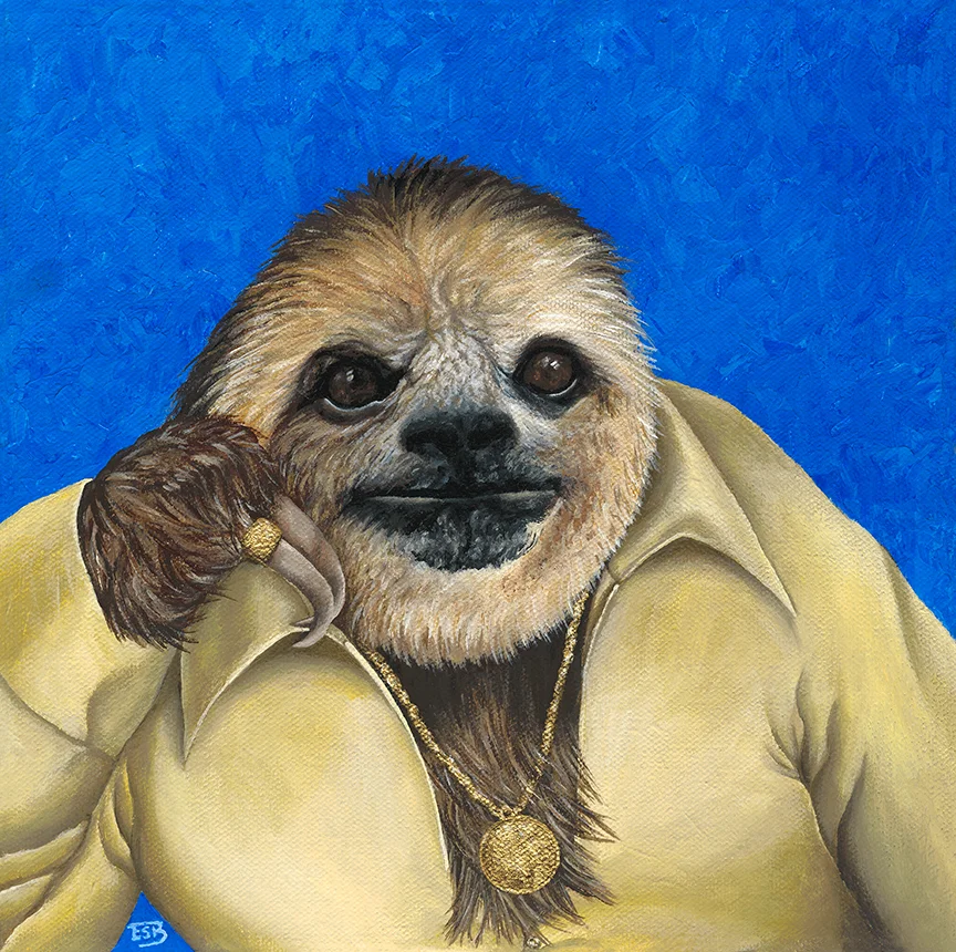Disco Sloth / 10"x10" / 2017 / acrylic on canvas - SOLD