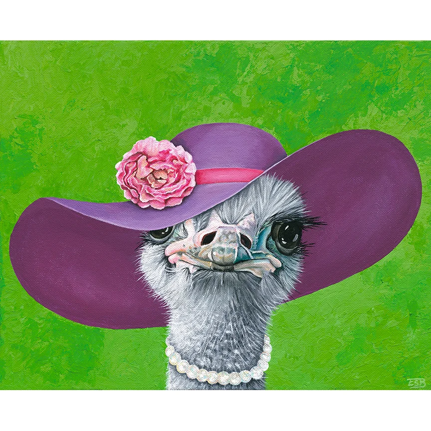 Fancy Ostrich / 11"x13" / 2016 / acrylic on canvas