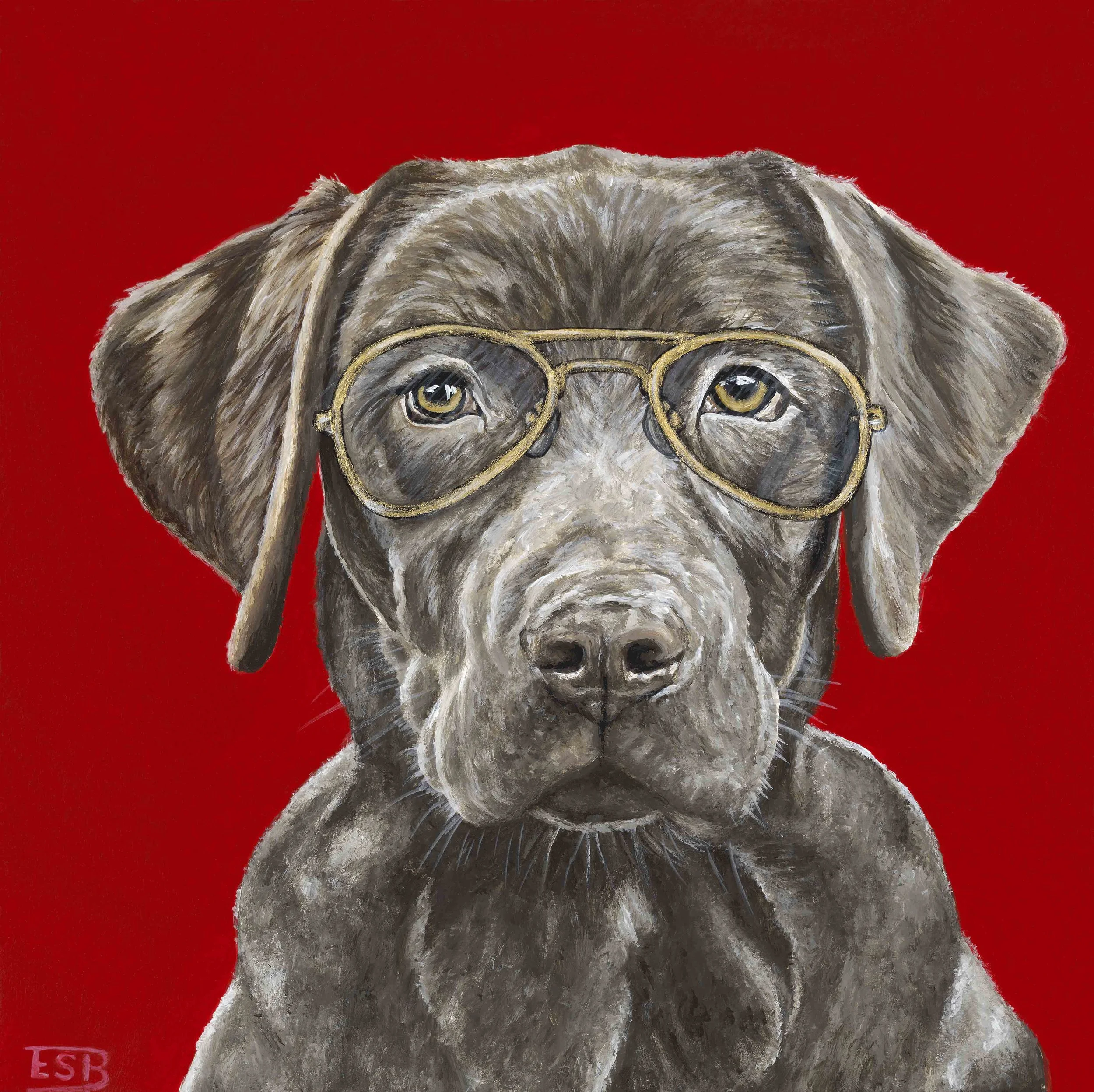 Chocolate Lab / 6"x6" / 2018 / acrylic on wood panel