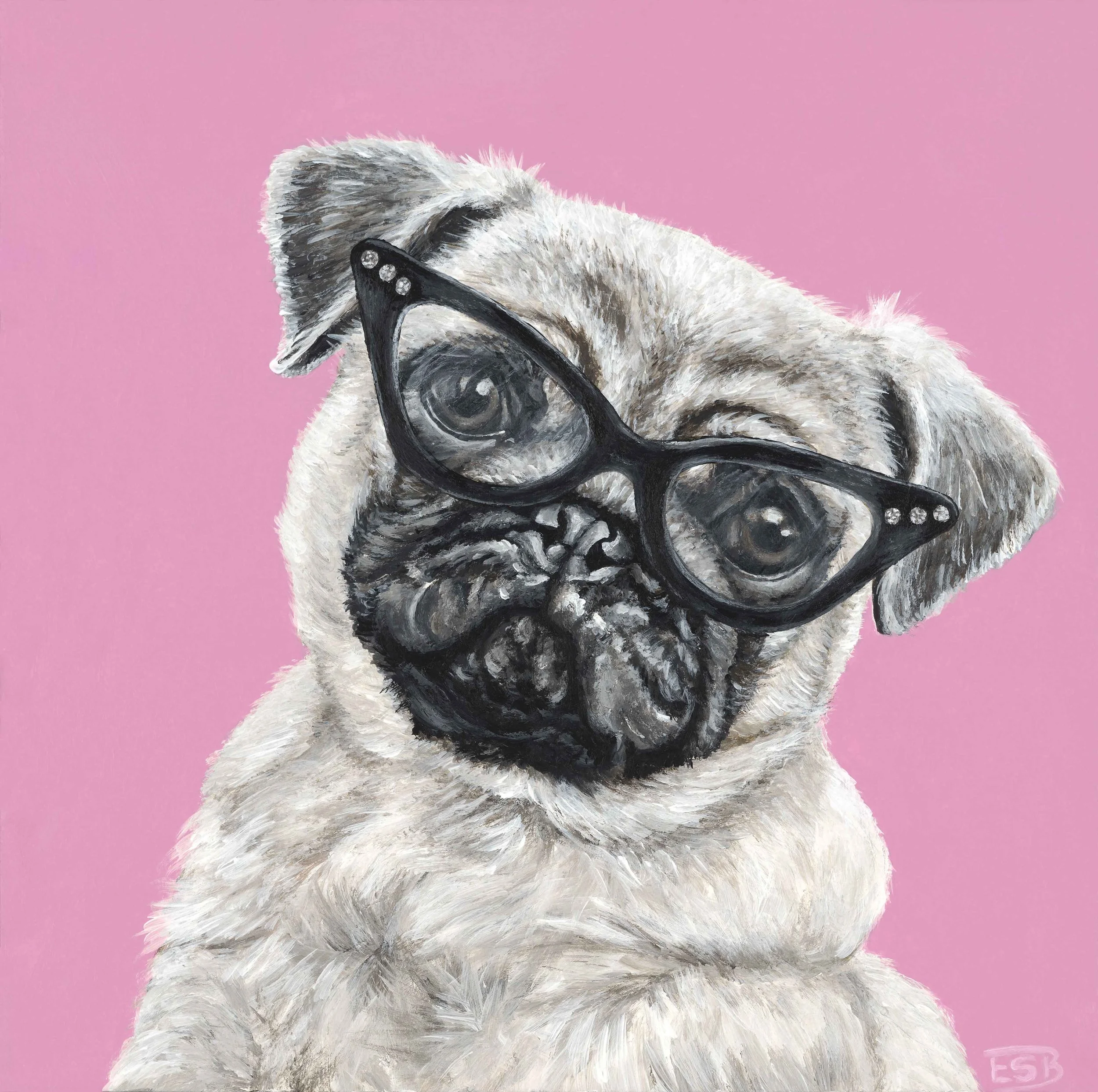Pug / 6"x6" / 2018 / acrylic on wood panel