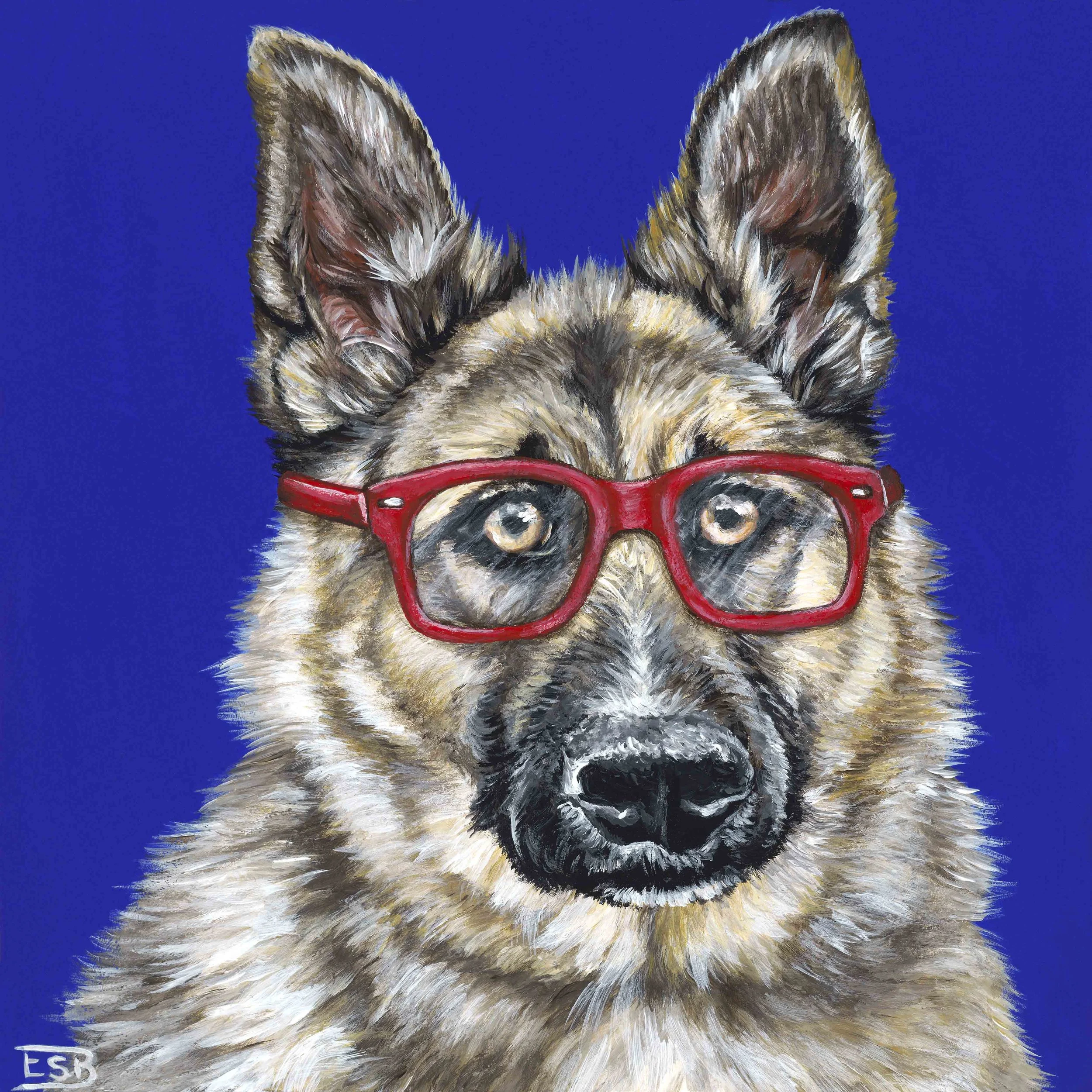 German Shepherd / 6"x6" / 2018 / acrylic on wood panel