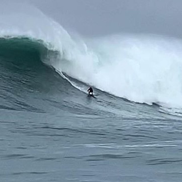 This daaarn savage @mala_pix getting an early Christmas present from Mavericks swell last week. #sickbastard #fullsend