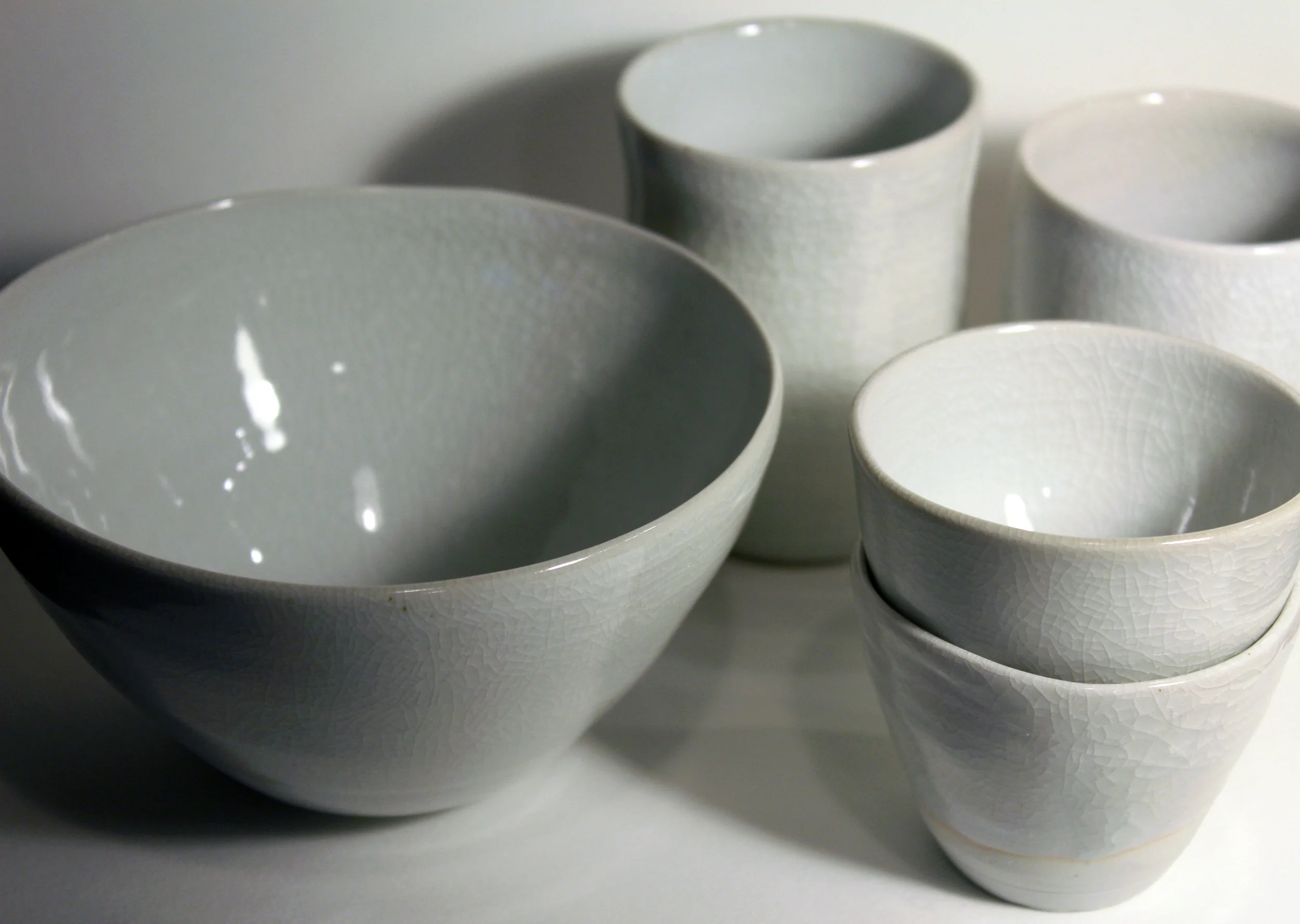 Porcelain, 2017 two teacups ~2.5 x 3 inches two cups ~3.5 x 2.5 inches bowl ~5 x 3 inches