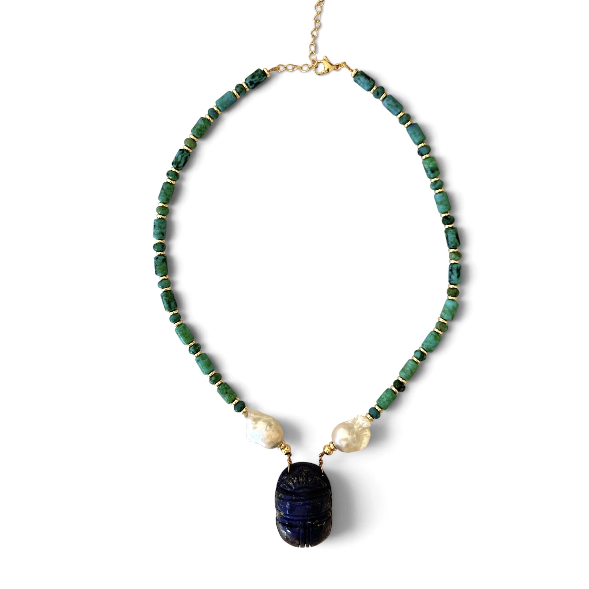 Turquoise Necklace with Scarab Pendant