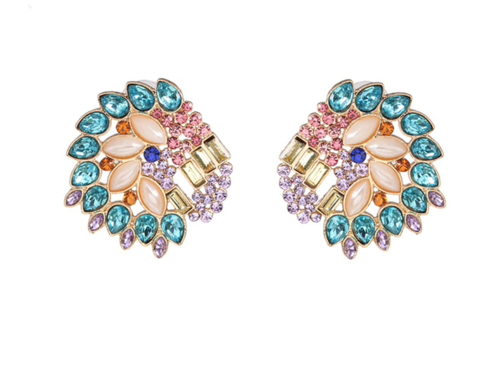 Crystal Blue and Pink Earrings
