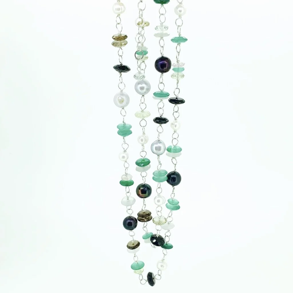 Onyx and Pearl Sterling Necklaces