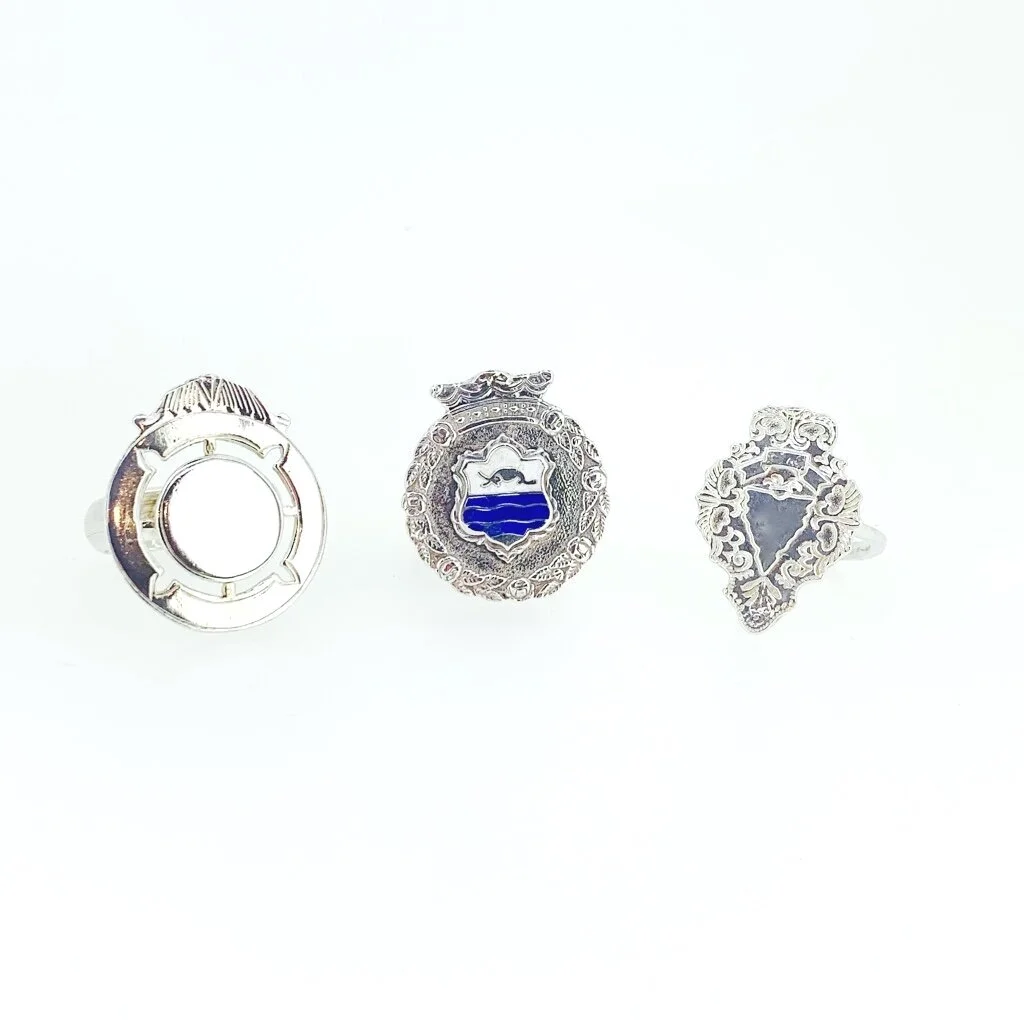 Vintage Sterling Shield Rings