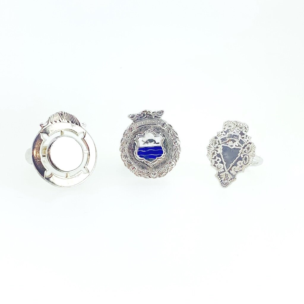 Vintage Sterling Shield Rings