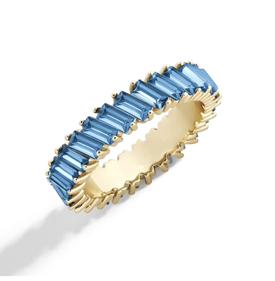 Aqua Blue Crystal Eternity Ring