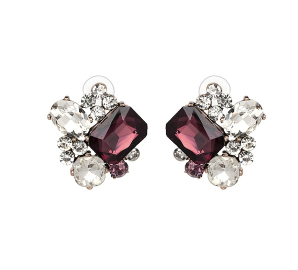 Maroon Crystal Earrings