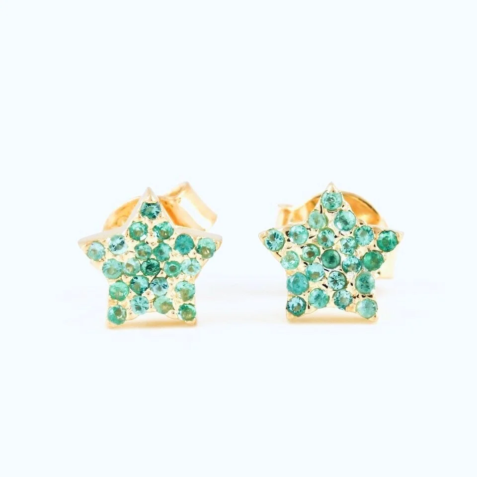 Precious Stone "Star" Stud Earrings
