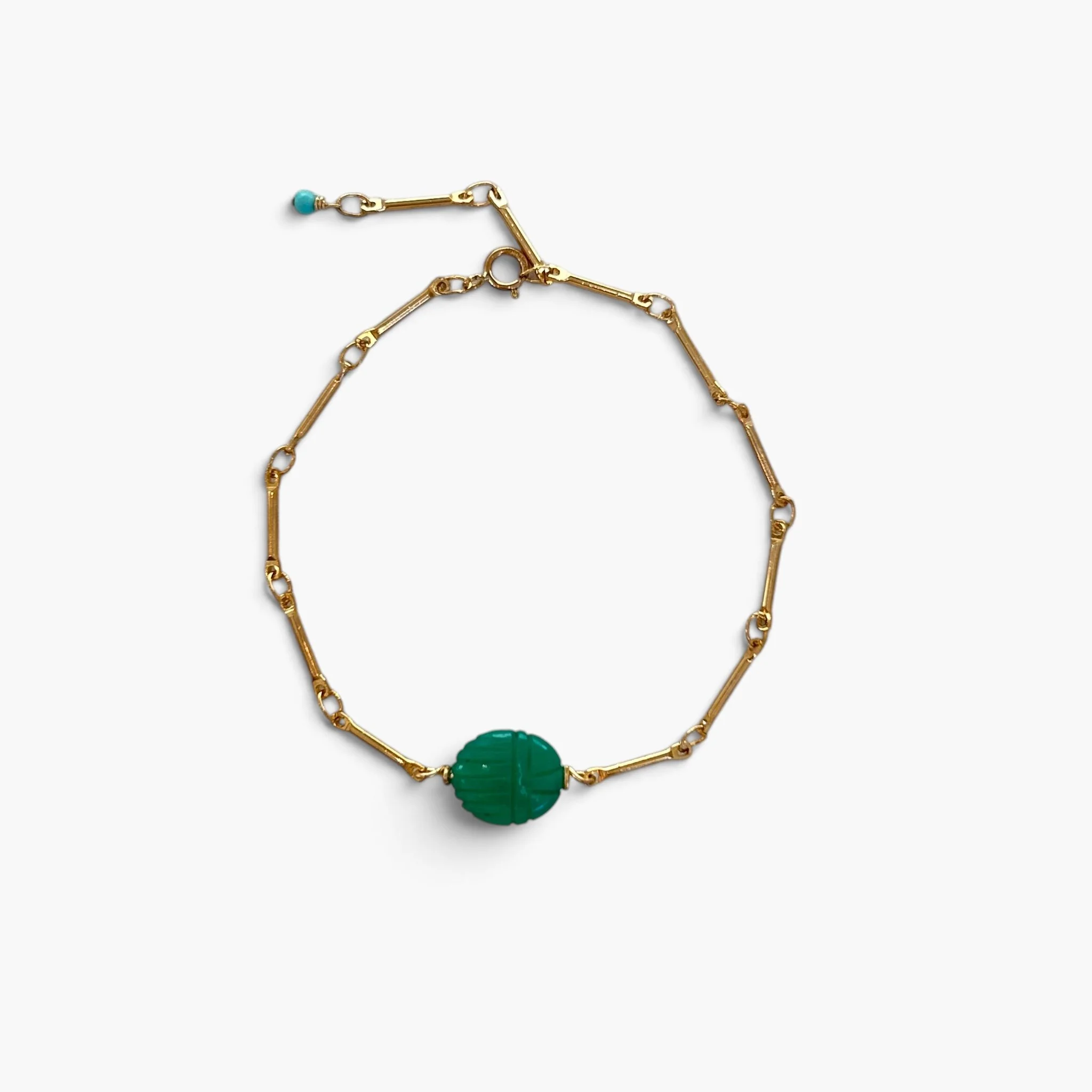 Scarab Beetle Natural Stone Bracelet