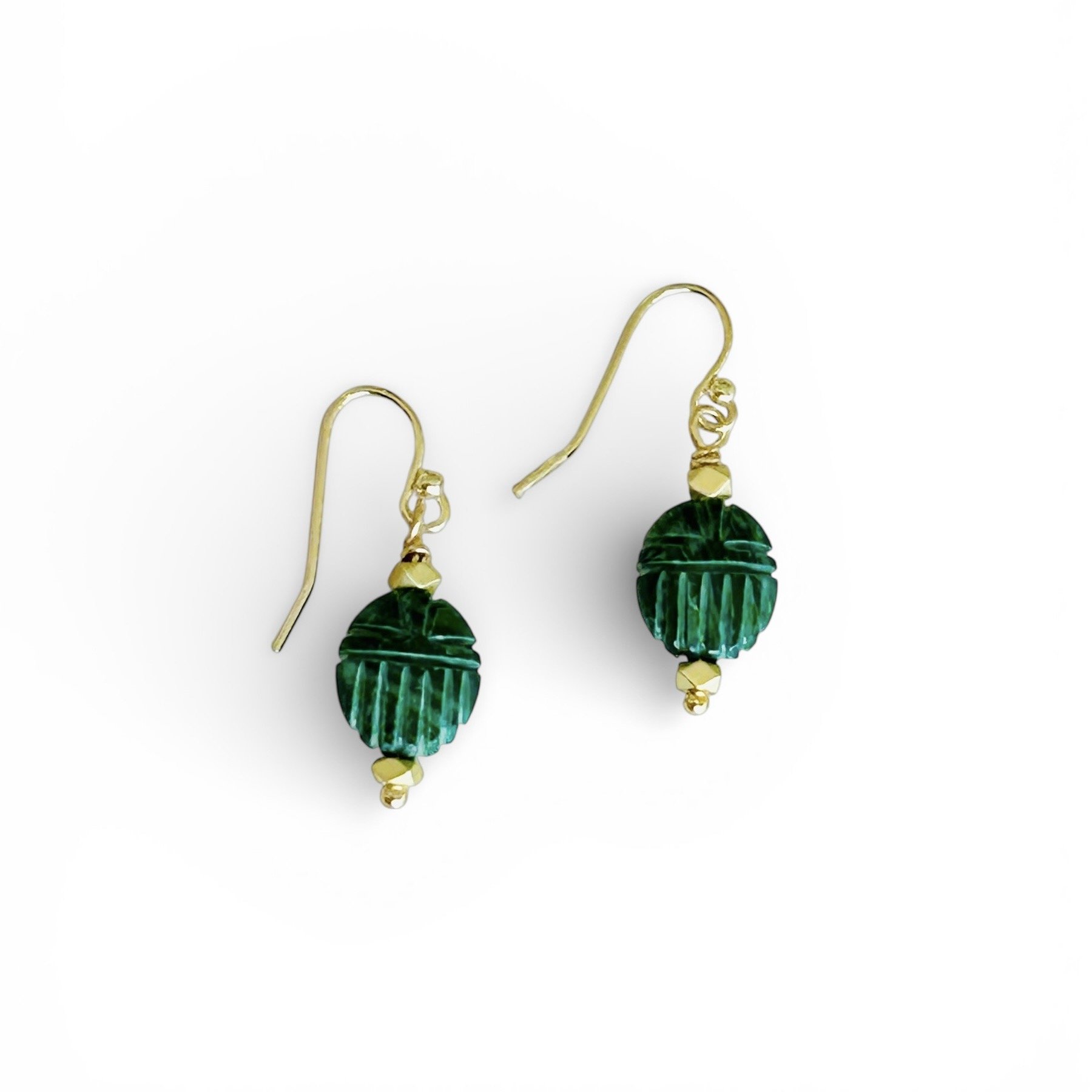 Hand-Carved Scarab Stone Earrings