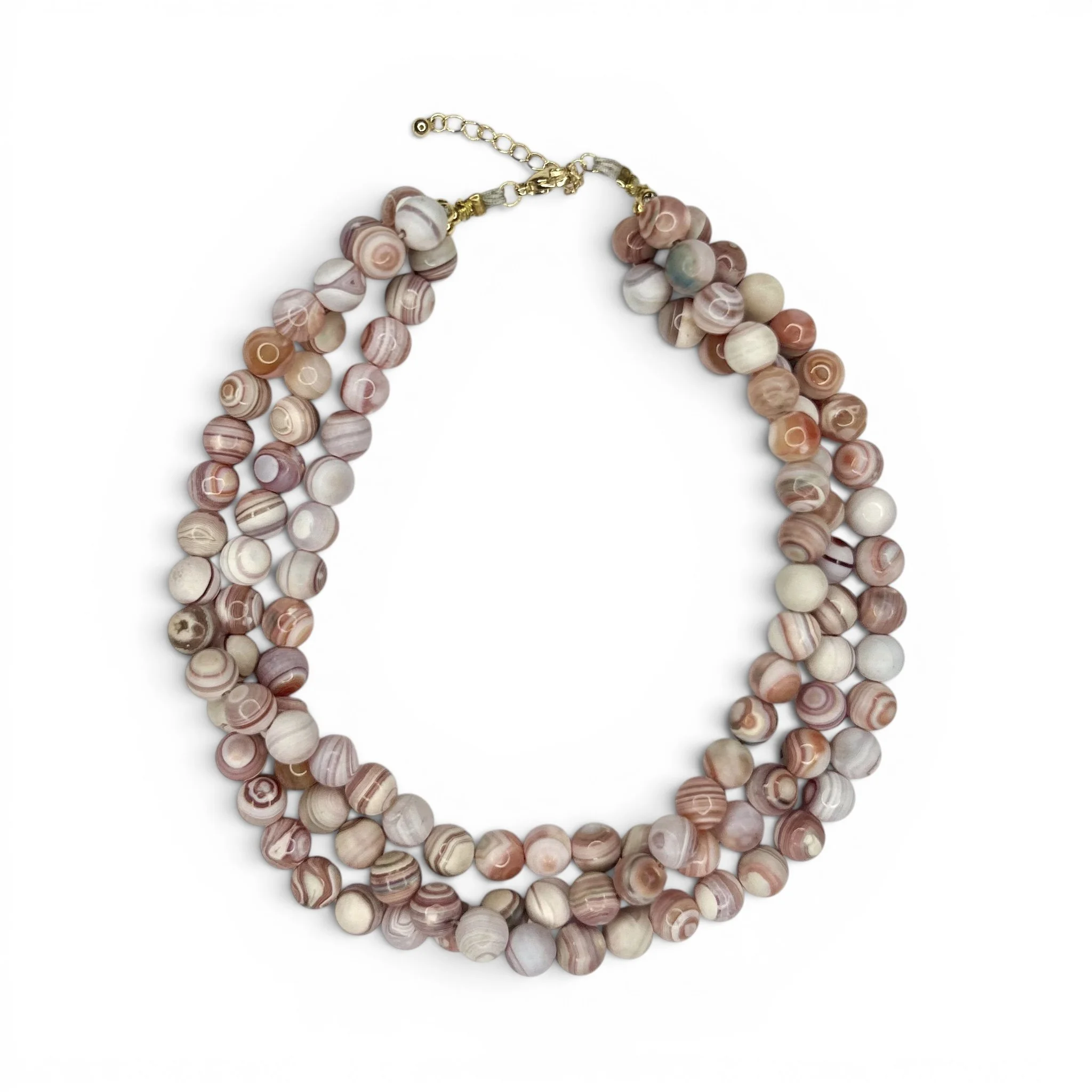 Matte Botswana Agate 3 Tiered Neckace