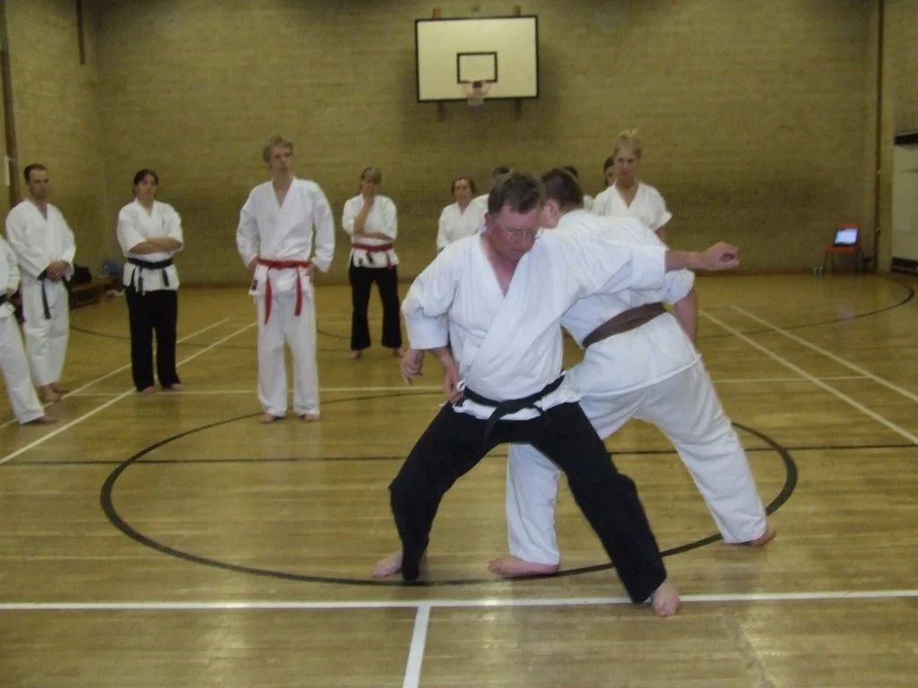 Moving with a partner to avoid a strike is a key skill in karatedo where Ying energy overcomes Yang energy