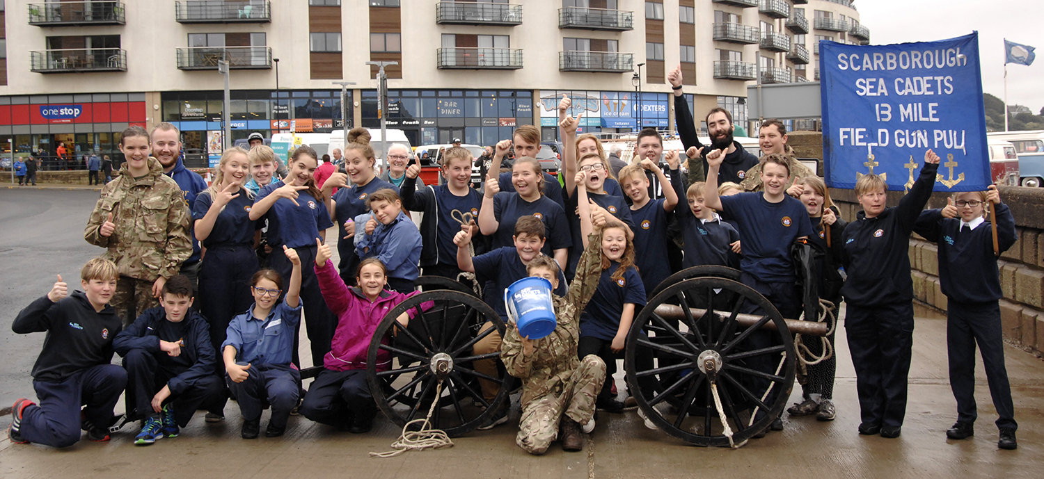 Sea cadets and instructors with their miniature field gun (to order photos ring 01723 353597)