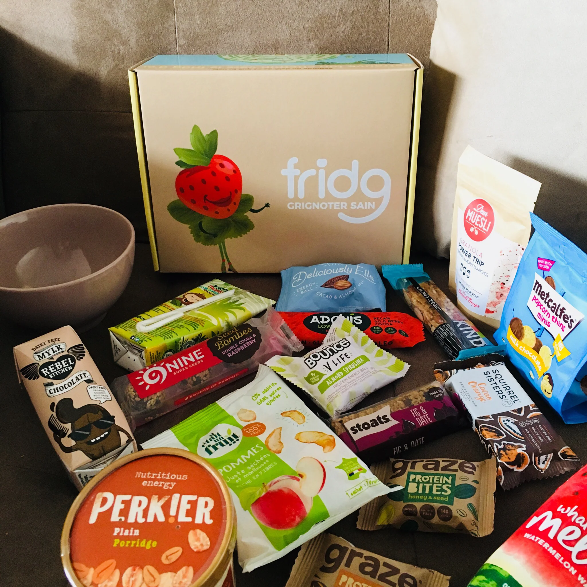 fridgbox p'tit déj de snacks de saines gourmandises