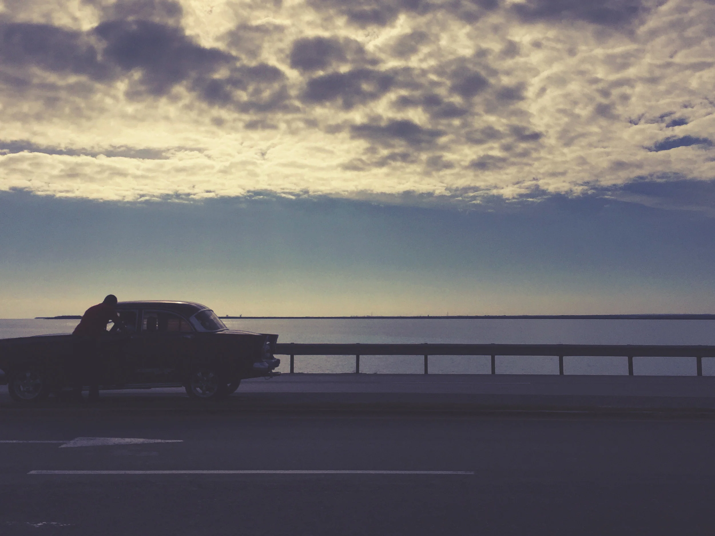 A quick chat next to the empty highway overlooking the ocean