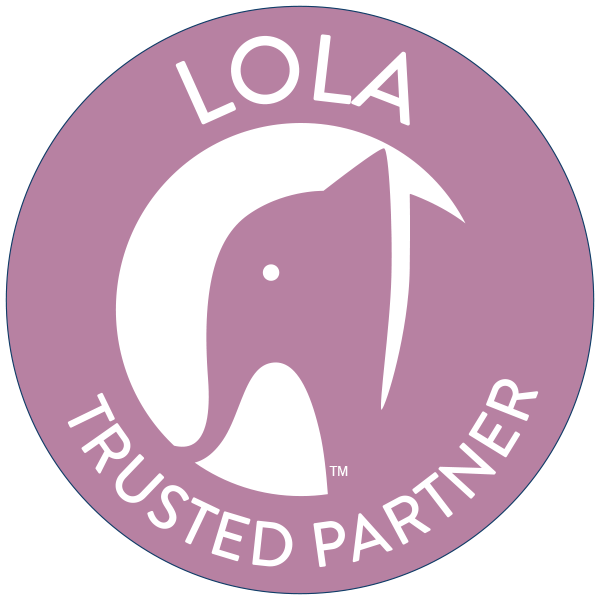 Lola Trusted Partner logo with a stylized elephant in white on a purple circular background with the word "LOLA" above and "TRUSTED PARTNER" below.