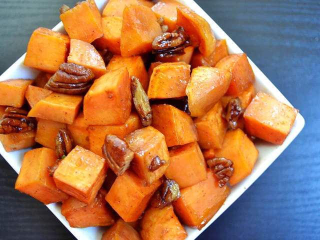 <b>MAPLE PECAN ROASTED SWEET POTATOES $49 / $79</b>