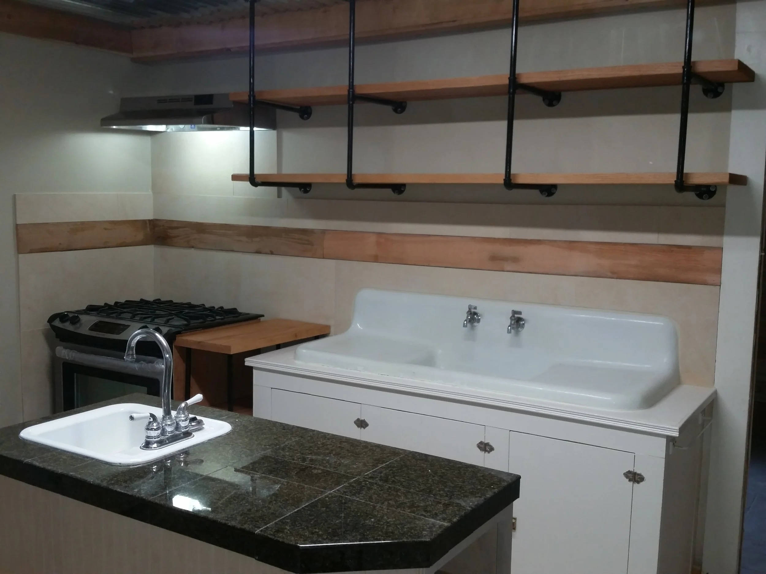 Industrial Pipe Open Oak Shelving