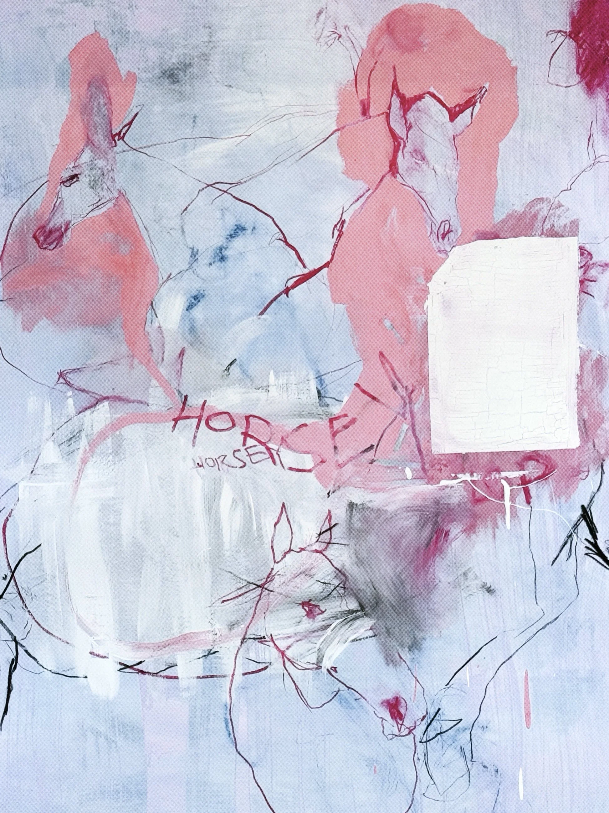 Abstract horse painting equine art