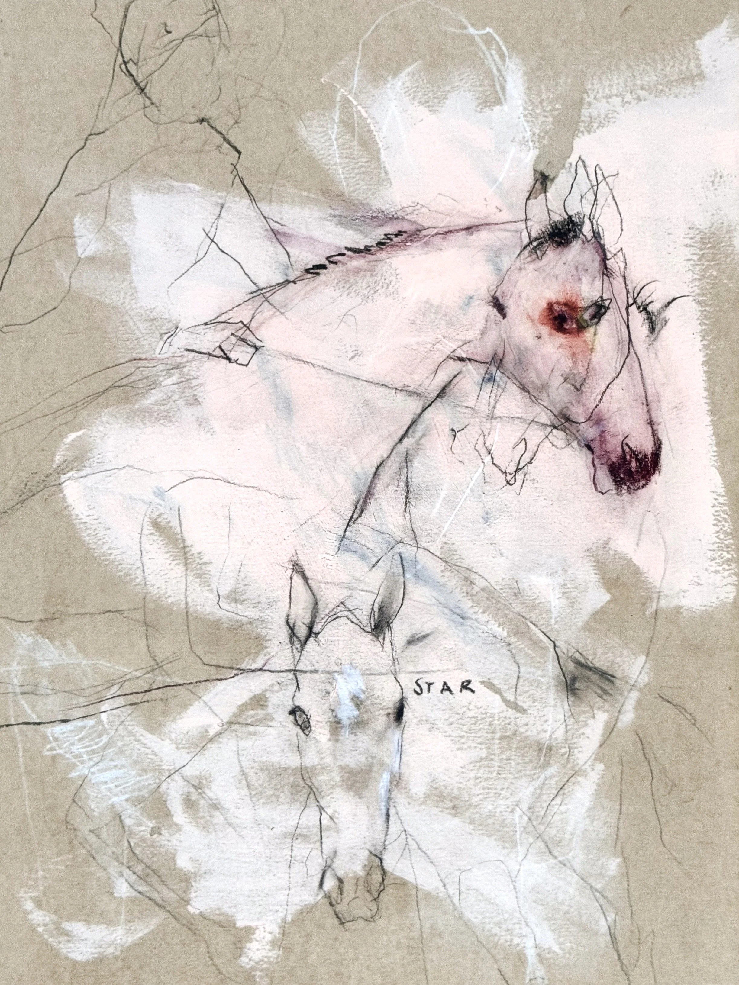 Pink Horse drawing equine art