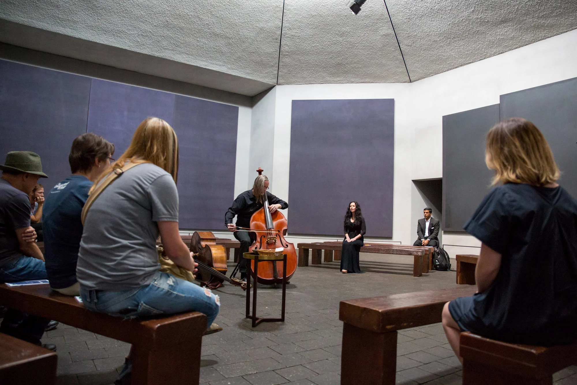 Anecdote of the Spirit at The Rothko Chapel. Misha Penton, soprano & concept. Thomas Helton, double bass. MenilFest 2017. Photo: Runaway Productions